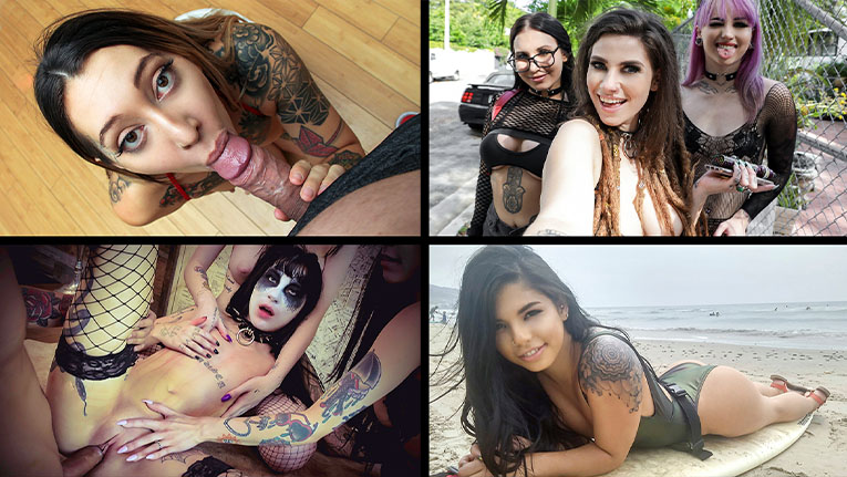 [TeamSkeetSelects] Honey Gold, Harlowe Blue, Indica Flower, Val Steele (Tattoos and Cum / 06.27.2021)